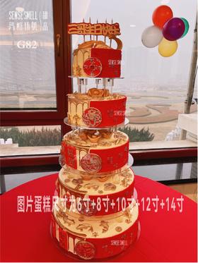 G82（单层请提前1-2天预订，多层请咨询客服，图片展示品为多层蛋糕）红色福寿款