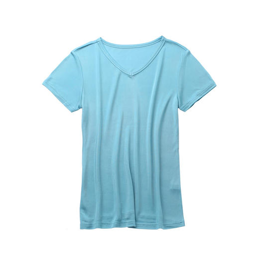 ARN-Y010夏季真丝女T恤短袖 时尚v领桑蚕丝打底衫 纯色针织修身上衣 商品图3