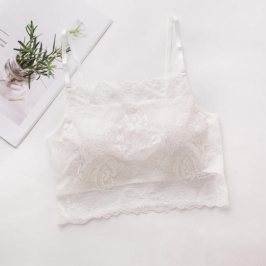 ARN-X027真丝吊带抹胸纯桑蚕丝大码针织蕾丝裹胸打底内衣围胸有胸垫女 商品图2