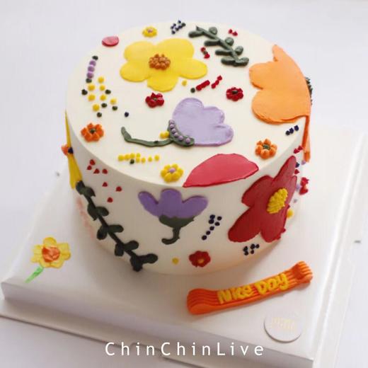 奶油霜手绘花花蛋糕 商品图0