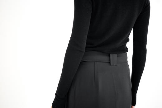 Semplicita | 飘带开叉半身裙 [黑/灰/粉] 商品图3