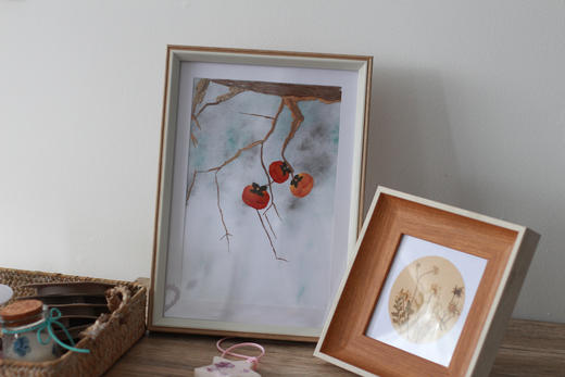 押花相框-【柿柿如意】-桃木相框 商品图1