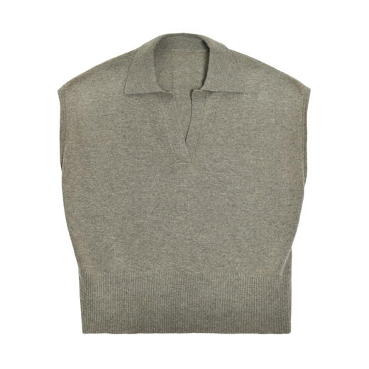 2021新款女士纯山羊绒12针平纹Polo领背心 商品图4