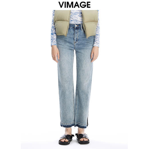 VIMAGE纬漫纪秋季新款时尚通勤休闲显瘦百搭牛仔裤V1605232 商品图0