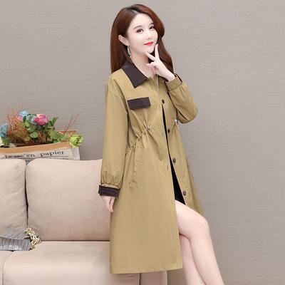 WE- SH21B10X 时尚翻领风衣外套女中长款2021秋装新款修身长袖气质优雅大码大衣 商品图1