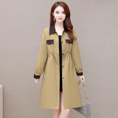 WE- SH21B10X 时尚翻领风衣外套女中长款2021秋装新款修身长袖气质优雅大码大衣 商品图0