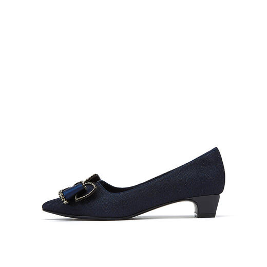 卡迪娜2021秋季新款商务通勤舒适尖头粗跟中跟浅口女单鞋KL11532 商品图1