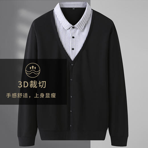 【新款DDA】大依优型大码男士V领假两件衬衫翻领T恤针织宽松上衣胖子男装肥佬加肥加大 商品图1