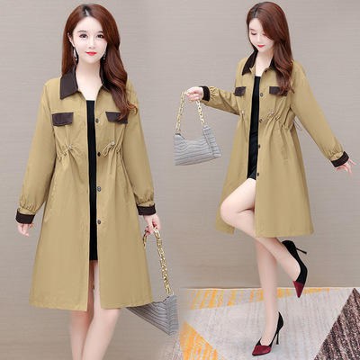 WE- SH21B10X 时尚翻领风衣外套女中长款2021秋装新款修身长袖气质优雅大码大衣 商品图3