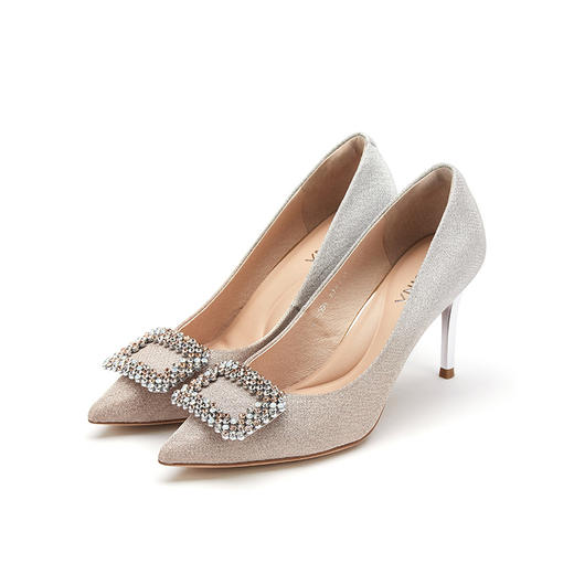 卡迪娜2021秋新款商务通勤尖头细跟高跟浅口时装鞋女单鞋KL11508 商品图4