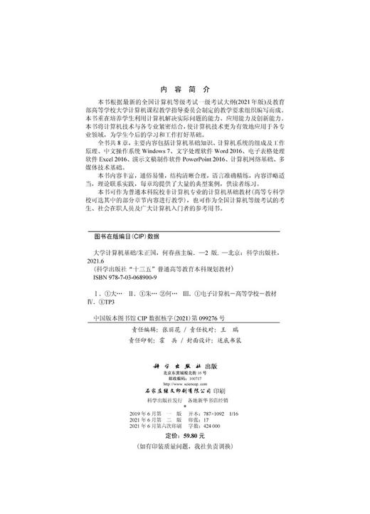 大学计算机基础(第二版)朱正国 何春燕 商品图2