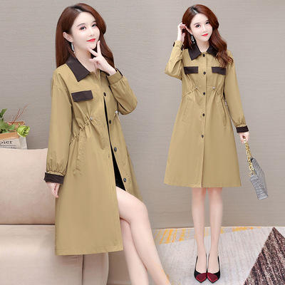 WE- SH21B10X 时尚翻领风衣外套女中长款2021秋装新款修身长袖气质优雅大码大衣 商品图2