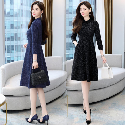 HR  MLJL89108简约大方气质优雅收腰连衣裙 商品图1