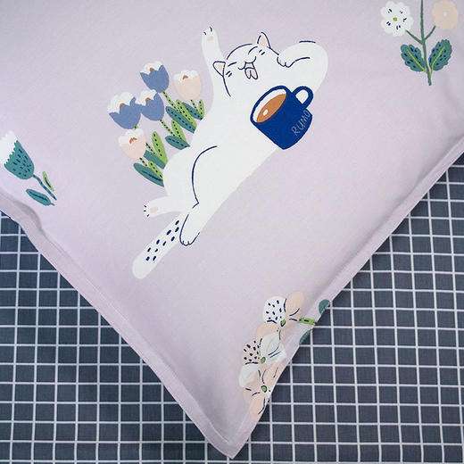 【幸运土猫】香芋喵如茉全棉纯棉猫三四件套件柔软被套原创设计 商品图2