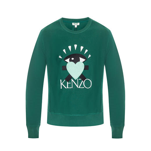 KENZO 高田贤三 男士棉质刺绣眼睛图案圆领运动长袖卫衣 绿色 F965 SW312 4X4 53 商品图0