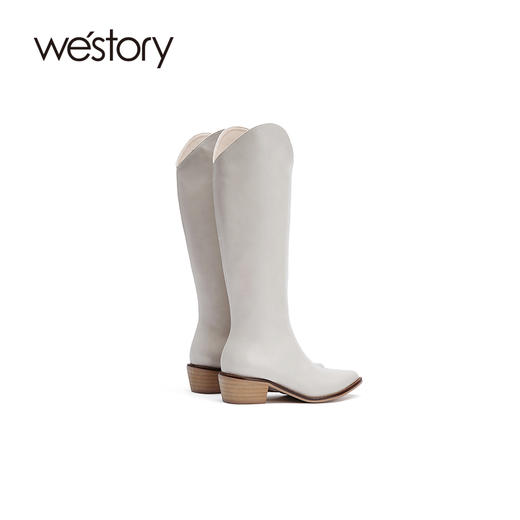 westory2021秋季新品增高白色高跟长靴尖头骑士靴女靴W21DQ80661 商品图5