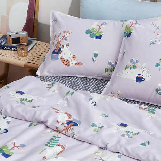 【幸运土猫】香芋喵如茉全棉纯棉猫三四件套件柔软被套原创设计 商品图5