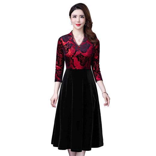 新款韩版宴会礼服妈妈装大码长袖连衣裙  YMR-8261 商品图4