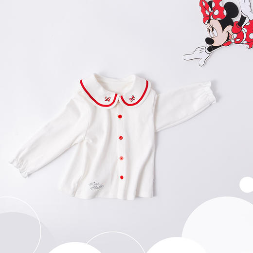 迪士尼女童宝宝春秋新款保暖甜美长袖衬衫T恤上衣 商品图2