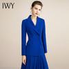 IWY/高端时尚蓝色西装女纱裙套装气质双排扣西服洋气正装213149C1+S2 商品缩略图0