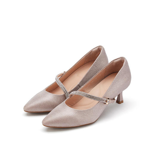 卡迪娜2021秋季新款商务通勤尖头高跟套脚玛丽珍女单鞋KL11570 商品图1