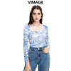 VIMAGE纬漫纪秋季新款时尚方领显瘦印花小上衣V1613205 商品缩略图0