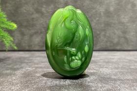 【御珠宫坊·传藏系列】碧玉花鹤牌