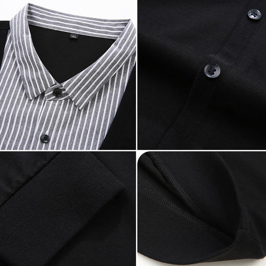 【新款DDA】大依优型大码男士V领假两件衬衫翻领T恤针织宽松上衣胖子男装肥佬加肥加大 商品图3