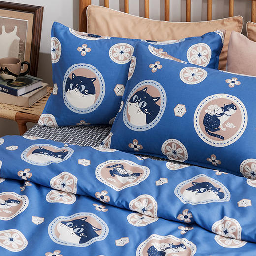 【幸运土猫】联珠喵如茉全棉纯棉猫三四件套件柔软被套原创设计 商品图5