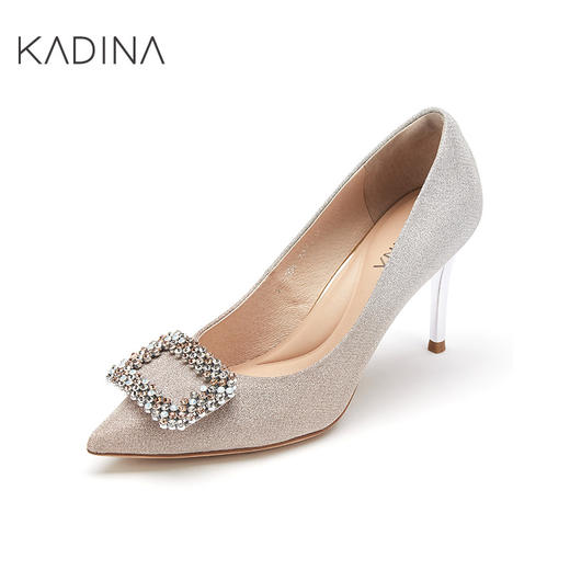 卡迪娜2021秋新款商务通勤尖头细跟高跟浅口时装鞋女单鞋KL11508 商品图1