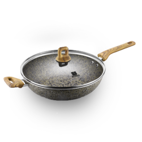 【三禾锅具】三禾 麦饭石花岗岩不粘锅炒锅家用多功能炒菜锅电磁炉燃气灶通用锅具LC32G3