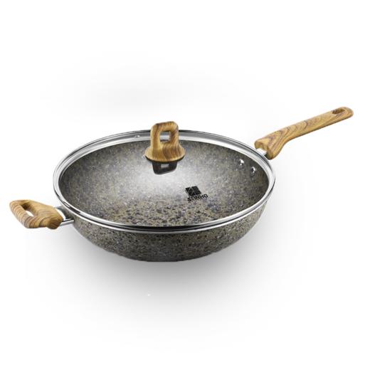 【三禾锅具】三禾 麦饭石花岗岩不粘锅炒锅家用多功能炒菜锅电磁炉燃气灶通用锅具LC32G3 商品图0