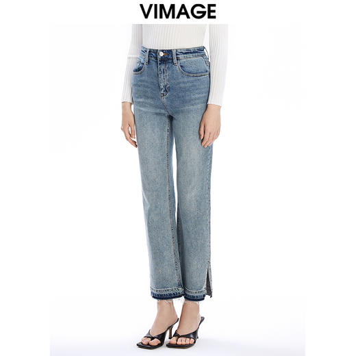 VIMAGE纬漫纪秋季新款时尚通勤休闲显瘦百搭牛仔裤V1605232 商品图2