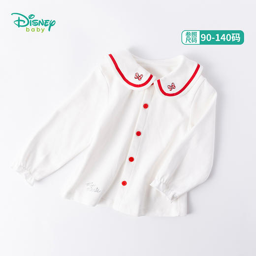 迪士尼女童宝宝春秋新款保暖甜美长袖衬衫T恤上衣 商品图0