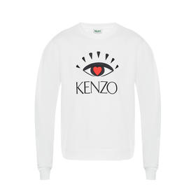 KENZO 高田贤三 男士棉质刺绣眼睛图案圆领长袖卫衣 白色 F965 SW043 4X4 01