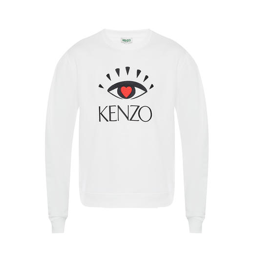 KENZO 高田贤三 男士棉质刺绣眼睛图案圆领长袖卫衣 白色 F965 SW043 4X4 01 商品图0