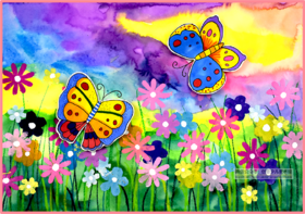 6-8岁创意漏印版画《彩蝶翩翩飞》蝴蝶【自动发货：下单后，点击手机短信中收到的链接，即可获取文件下载的链接；如有任何问题，可添加客服微信hm33268获得帮助】