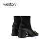 westory2021秋季新品时尚百搭方头复古高跟中筒靴子女S21DS80671 商品缩略图3
