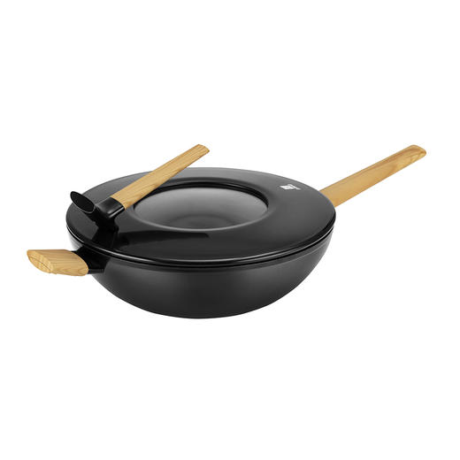 【三禾厨具】三禾 黑白双娇煎锅不粘锅煎炒两用无油烟电磁炉燃气通用 商品图7