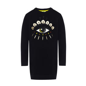 KENZO 高田贤三 女士棉质刺绣眼睛图案圆领长袖连衣裙 黑色 F852 RO837 4XI 99