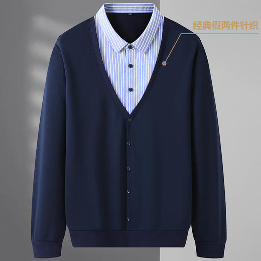 【新款DDA】大依优型大码男士V领假两件衬衫翻领T恤针织宽松上衣胖子男装肥佬加肥加大 商品图2