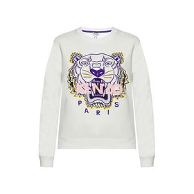 KENZO 高田贤三 女士棉质多色虎头标志圆领长袖卫衣 白色 F852 SW705 4XA 01