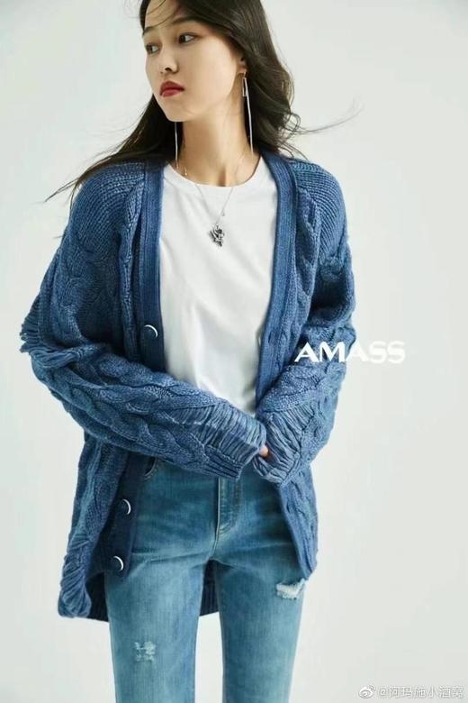 3楼 阿玛施AMASS绵羊毛雾霾蓝开衫 商品图0