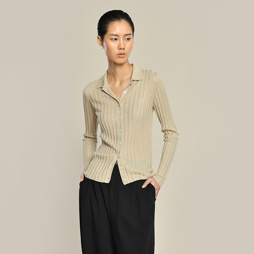 2021新款女士丝羊绒16针夹克式开衫 商品图3