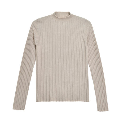 2021新款女士丝羊绒16针坑条半高领打底衫 商品图4