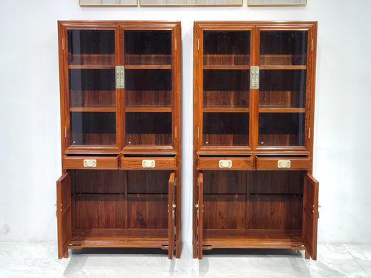 红桥红  家具严选  缅甸花梨（大果紫檀）【 196层架形明式玻璃书柜 全独板】 商品图8