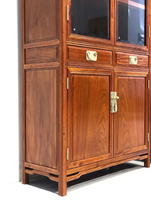 红桥红  家具严选  缅甸花梨（大果紫檀）【 196层架形明式玻璃书柜 全独板】 商品图2