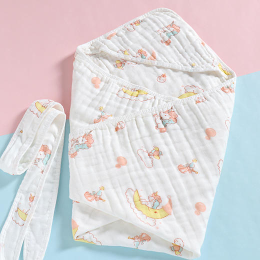 【母婴】新生婴儿六层棉纱布抱被包被宝宝襁褓初生包巾防惊跳睡袋 商品图3