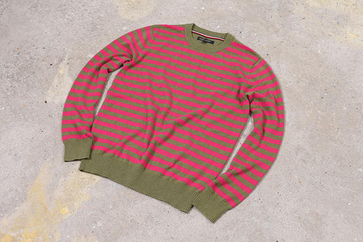 薄款 条纹纯棉 胸前刺绣 圆领毛衣/针织衫 T-1092 商品图3