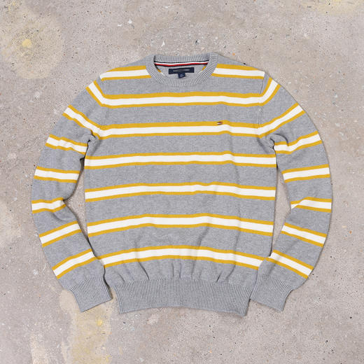 薄款 条纹拼色纯棉 胸前刺绣 圆领毛衣/针织衫 多色 T-1089 商品图8